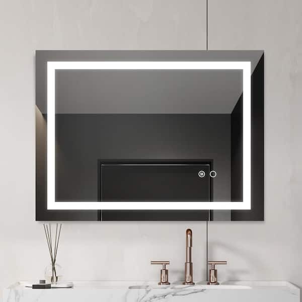 Unbranded Citarella 32 in. W x 24 in. H Large Rectangular Frameless Anti-Fog Wall Mounted Bathroom Vanity Mirror in White