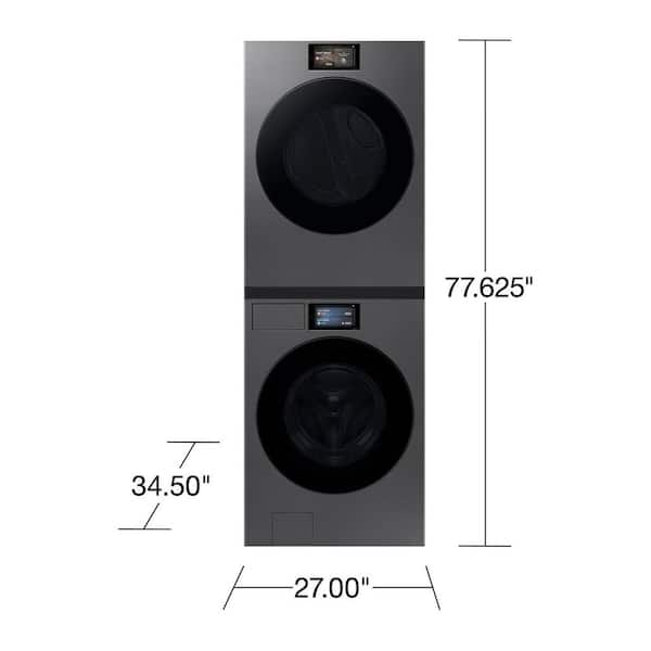 5.3 cu ft Bespoke AI Ultra Capacity Stackable Front Load Washer with AI Home and AI OptiWash+ in Dark Steel