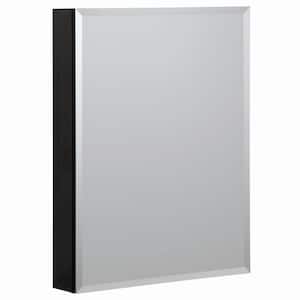 23 in. W x 30 in. H Black Aluminum Recessed/Surface Mount Bathroom Medicine Cabinet with Mirror, 3 Glass shelves