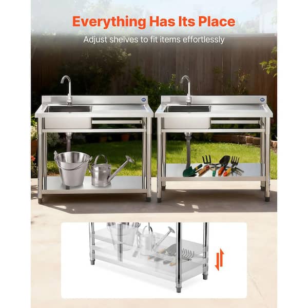 VEVOR 16.9 in. Stainless Steel Commercial Sink, Single Bowl