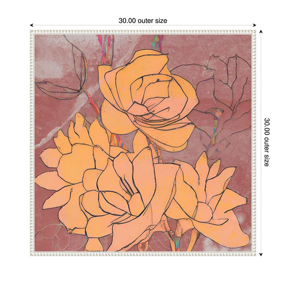 Abstract Pale Roses Canvas Print with White Floater Frame