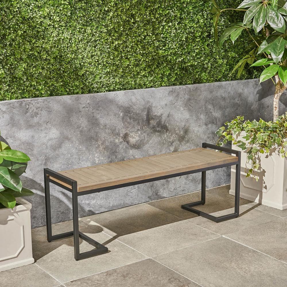 Metal wood garden bench sale