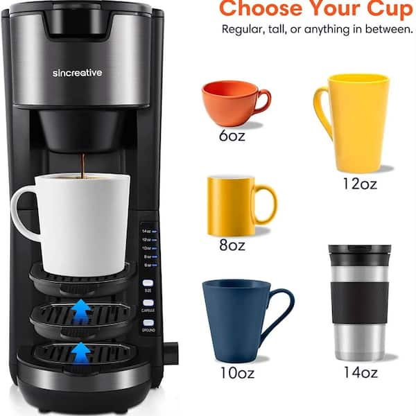 Coffee Maker with Milk Frother, 2 in 1 Single Serve Coffee Machine Brewer  for K-Cup Pod and Ground Coffee, Cappuccino Latte coffee maker Portable