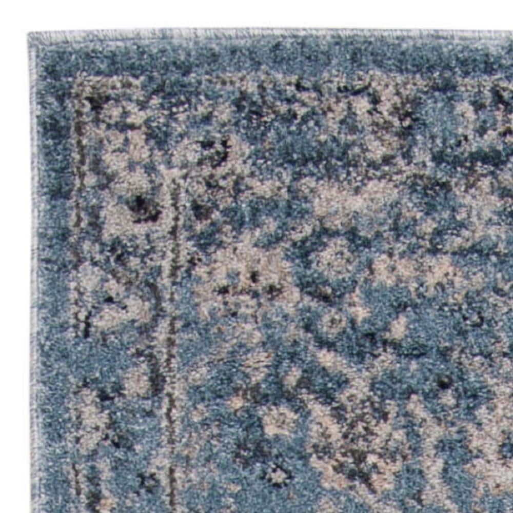 Charleston Vintage-Inspired Navy & Light Grey Synthetic Area Rug - 2' x 8'