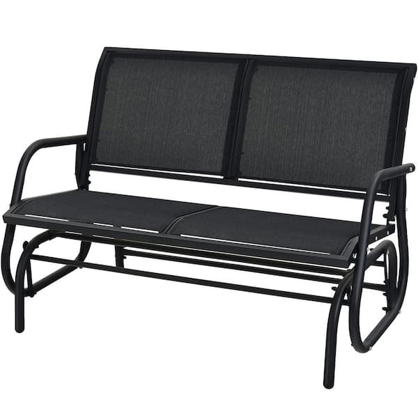 Unbranded 48 in. Black Metal Outdoor Glider with Steel Frame for Patio, Backyard, Poolside, Lawn