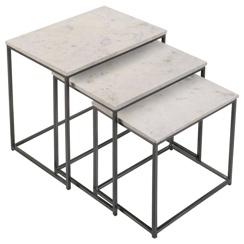 Medora White Marble and Gunmetal Nesting Tables