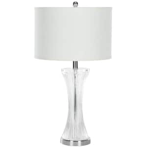 Zelda 25 in. Glass Hourglass Table Lamp with White Shade