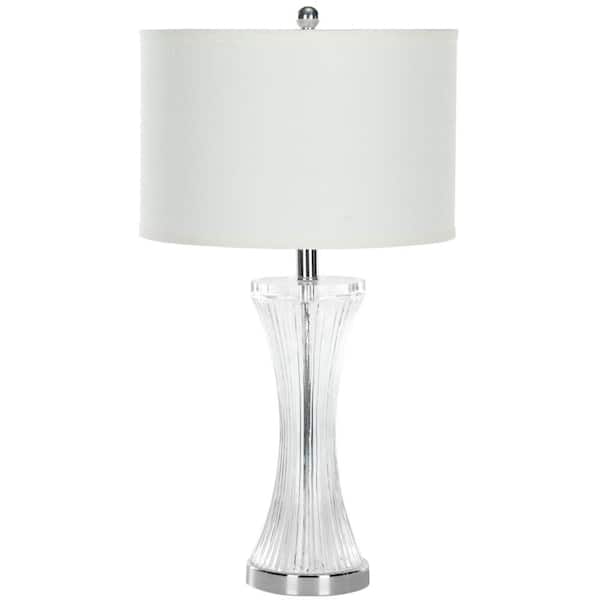 SAFAVIEH Zelda 25 in. Glass Hourglass Table Lamp with White Shade