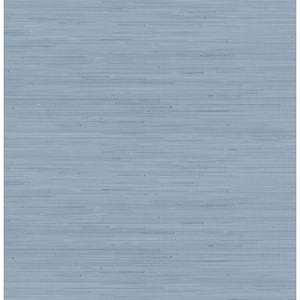 Mineral Blue Classic Faux Grasscloth Peel and Stick Wallpaper