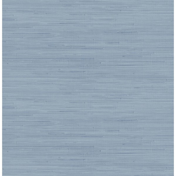 SOCIETY SOCIAL Mineral Blue Classic Faux Grasscloth Peel and Stick Wallpaper Sample