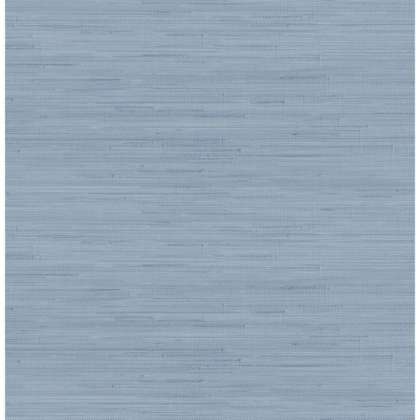 SOCIETY SOCIAL Mineral Blue Classic Faux Grasscloth Peel and Stick Wallpaper Sample