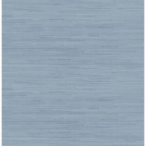 Mineral Blue Classic Faux Grasscloth Peel and Stick Wallpaper Sample