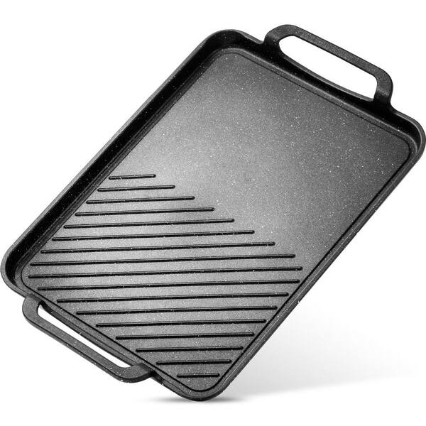 Black Nonstick Grill Frying Pan, with Nonstick Surface and Induction-ready Base, 17 X 11 X 1.7 in. Product Size