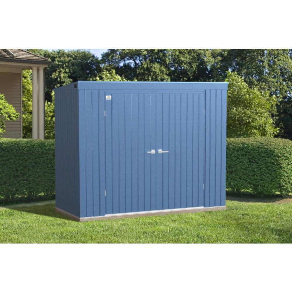 Elite 8 ft x 4 ft Blue Grey Galvanized Steel Storage Shed