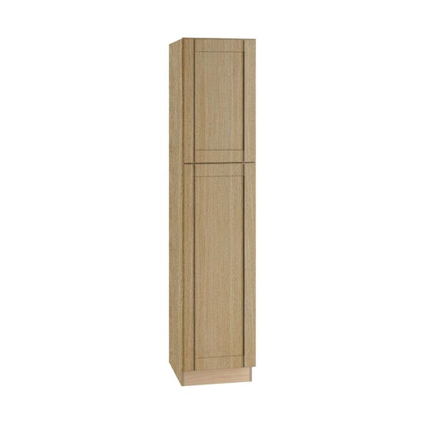 Home Decorators Collection Washington 18 in. W x 21 in. D x 84 in. H Assembled Plywood Vanity Linen Bath Cabinet in Vanguard Oak with Soft Close LH