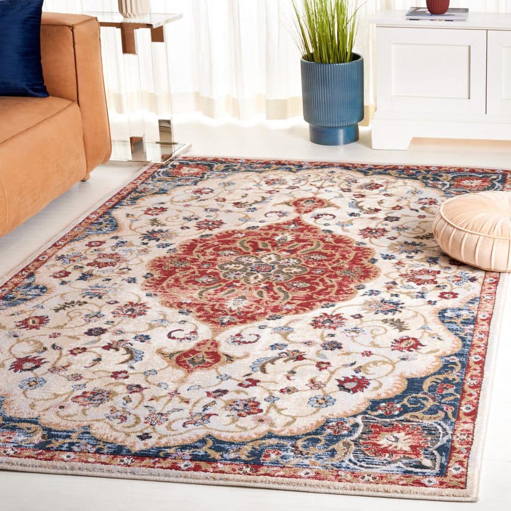 Rosewood 5 ft. x 8 ft. Ivory/Red Medallion Ornate Border Area Rug price history on PriceWatchPro
