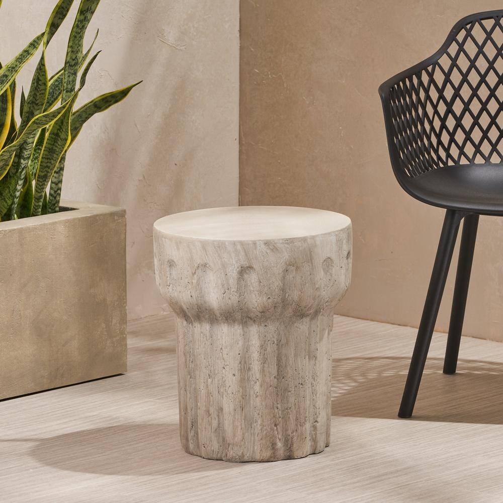 Canis Concrete Finish Outdoor Patio Side Table - thumbnail 4