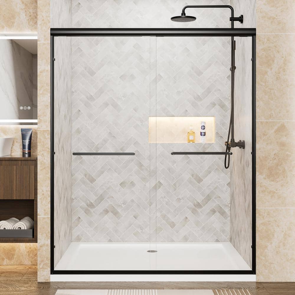56-60 in.W x 72 in.H Matt Black Frame Double Sliding Shower Door,6mm SGCC Tempered Glass price history on PriceWatchPro