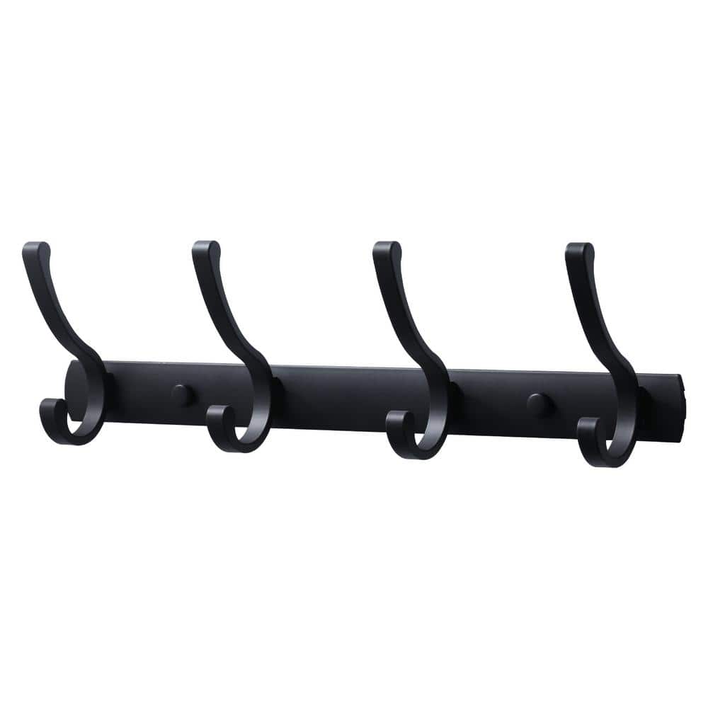 14 in . Aluminum Wall Mounted J-Hook Robe/Towel Hook in Black Coat Rack Hook Rail with 4 Hooks price history on PriceWatchPro