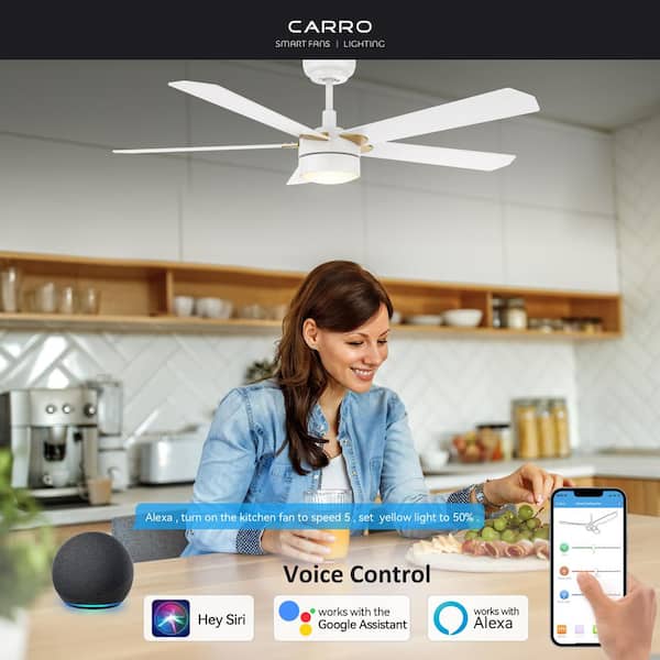 Granby 52 in. Integrated LED Indoor/Outdoor White Smart Ceiling Fan with Light and Remote, Works with Alexa/Google Home