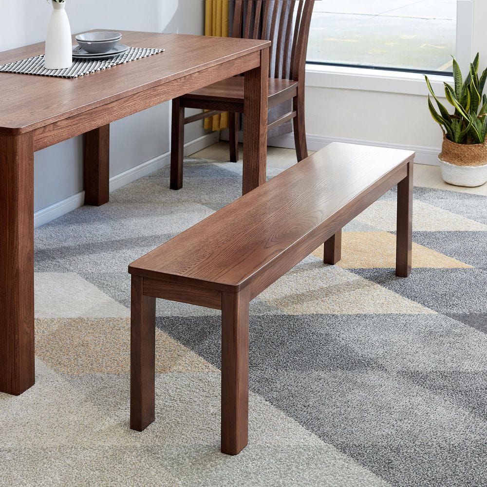 47.24 in. Walnut Dining Bench with Solid Wood and Metal Reinforcement