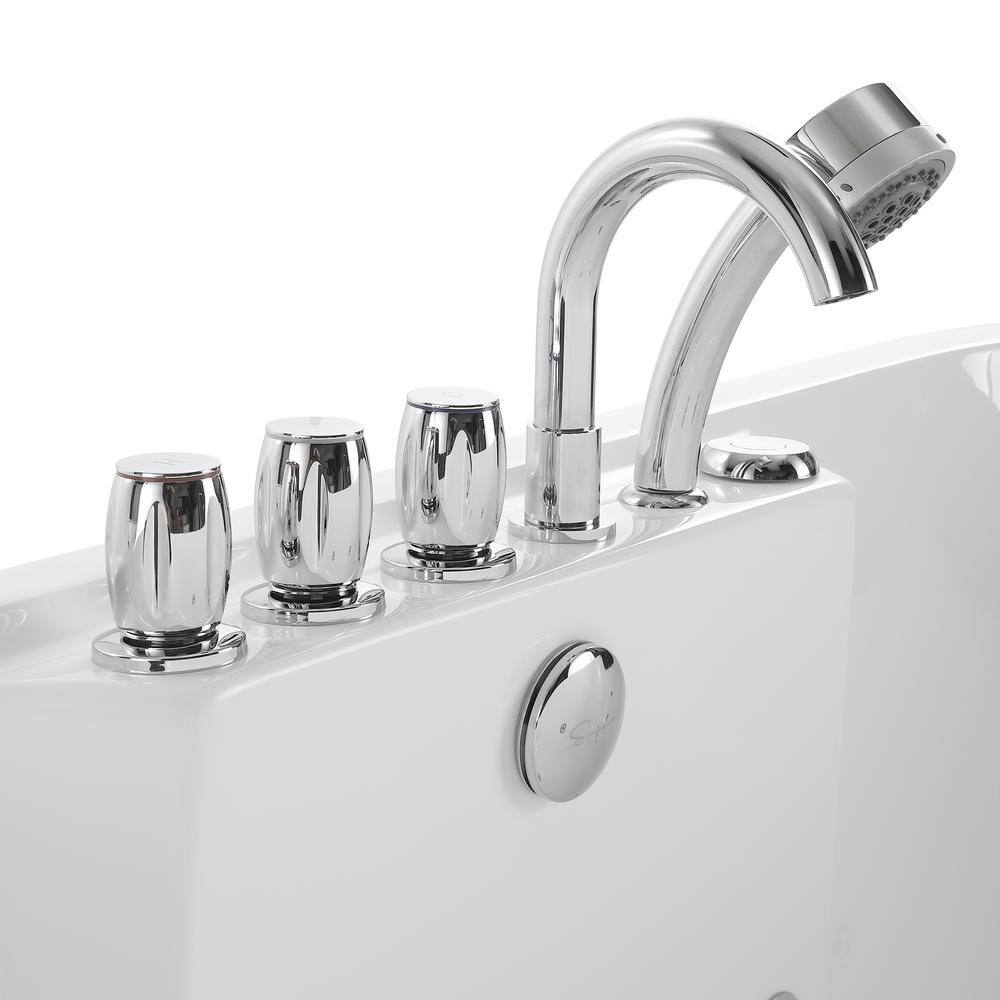 67'' White Acrylic Freestanding Whirlpool Bathtub with Faucet