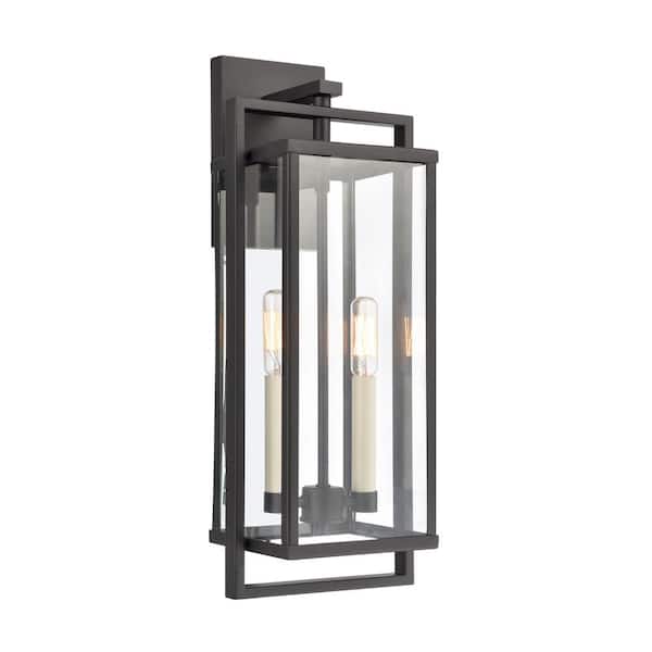 Titan Lighting Heritage Hills Matte Black Outdoor Hardwired Wall Sconce with No Bulbs Included