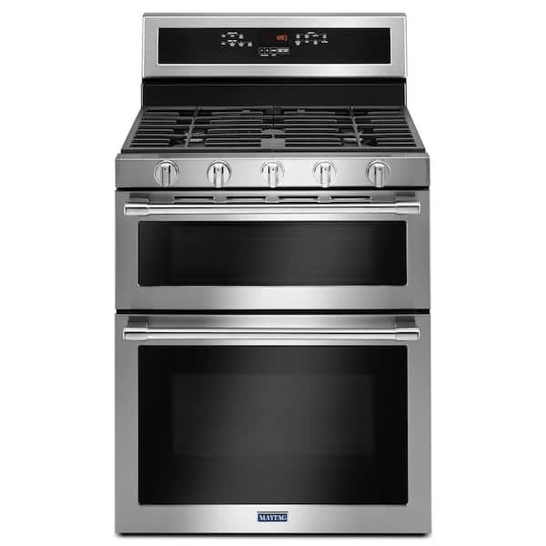 Maytag 6.0 cu. ft. Double Oven Gas Range with True Convection Oven in Fingerprint Resistant Stainless Steel