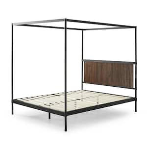 Wesley Brown Metal and Wood Queen Canopy Platform Bed