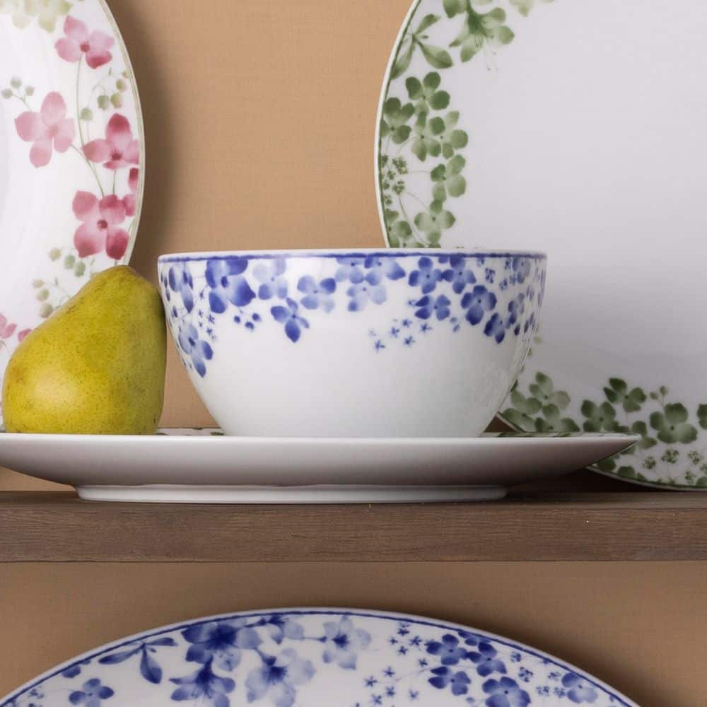 Blue and White Porcelain Floral 12-Piece Dinnerware Set