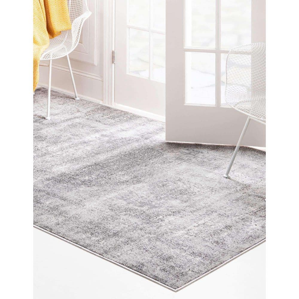 Portland Collection Geometric Light Gray Area Rug 8' x 11'