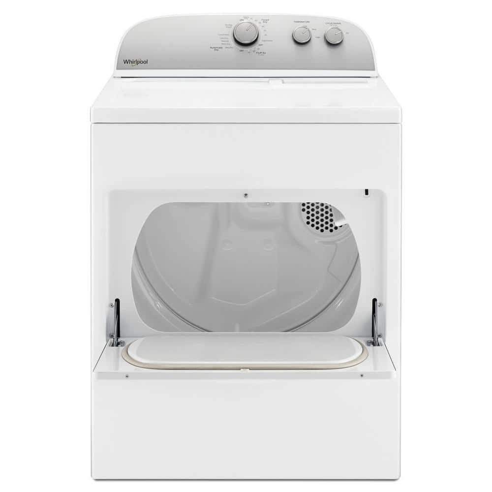 White Freestanding Electric Dryer with Powder Coated Drum