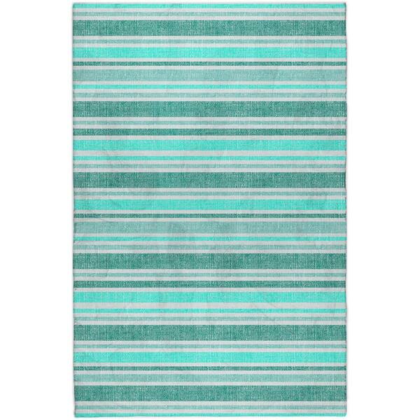 Dream Shag Premium Machine Washable Abstract ADS531 Turquoise 3 ft. x 5 ft. Area Rug