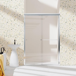 44-48 in. W x 72 in. H Semi-Frameless Double Sliding Shower Door in Chrome with 1/4 in. (6mm) Thick SGCC Tempered Glass