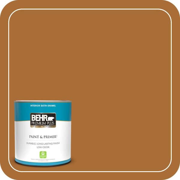 BEHR PREMIUM PLUS 1 qt. #280D-7 Sesame Crunch Satin Enamel Low Odor Interior Paint & Primer