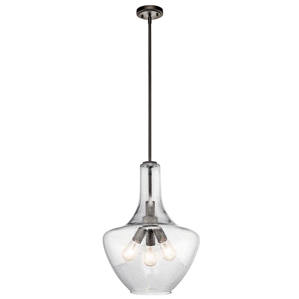 KICHLER Everly 22.75 in. 3-Light Olde Bronze Transitional Shaded ...