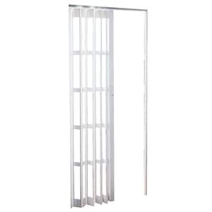 Express One Plus 36 in. x 96 in. Frost White with Transparent Panels PVC Vinyl Accordion Door with Hardware