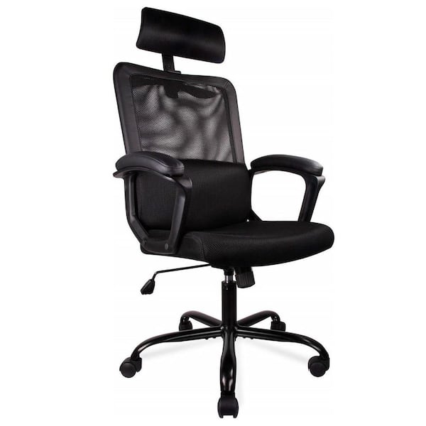 Yangming Black Office Chair High Back Ergonomic Mesh Desk Chair with Padding Armrest and Adjustable Headrest