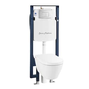 Hugo 2-piece 0.8/1.1 GPF Dual Flush Elongated Smart Wall Hung Toilet with Bidet Bundle in Glossy White Seat Included