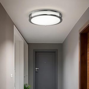 12 in. Round Nickel Integrated LED Flush Mount Ceiling Light with 5CCT Adjustable Lighting