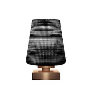 Olympia 8.75 in. New Age Brass Rechargeable Integrated LED Bedside Table Lamp for Living Room with Glass Shade