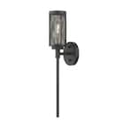 Industro 1 Light Black with Brushed Nickel Accents Sconce