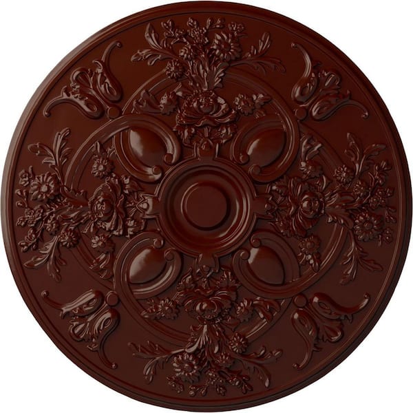 Ekena Millwork 31-1/4" x 2-1/4" Baile Urethane Ceiling (Fits Canopies up to 6"), Brushed Mahogany