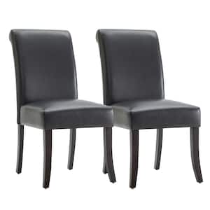 Tethys Black Faux Leather Parsons Chair (Set of 2)