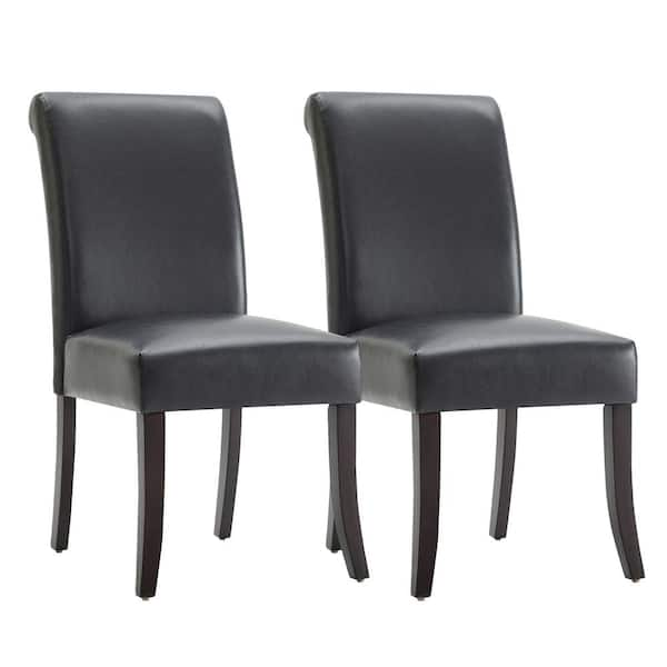 Spruce & Spring Tethys Black Faux Leather Parsons Chair (Set of 2 ...