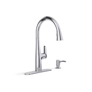 Easmor Single-Handle Pull Down Sprayer Kitchen Faucet in Polished Chrome