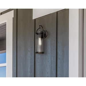 Morrisette 1-Light Oil Rubbed Bronze with Highlights Outdoor Wall Mount Lantern with Clear Seeded Glass