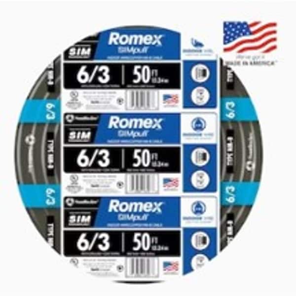Southwire 50 ft. 6/3 Stranded Romex SIMpull CU NM-B W/G Wire