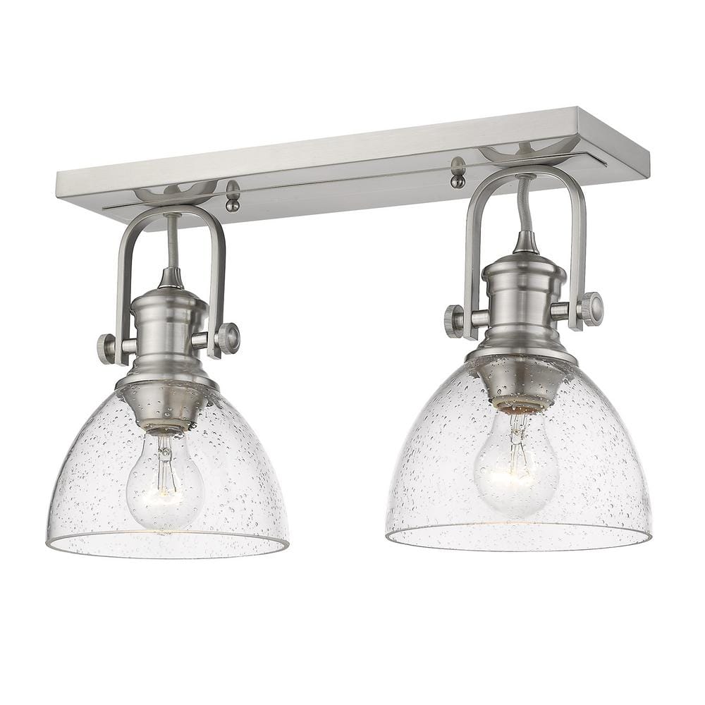 Golden Lighting Hines 17.88 in. 2-Light Pewter with Seeded Glass Semi-Flush Mount -  3118-2SF PW-SD