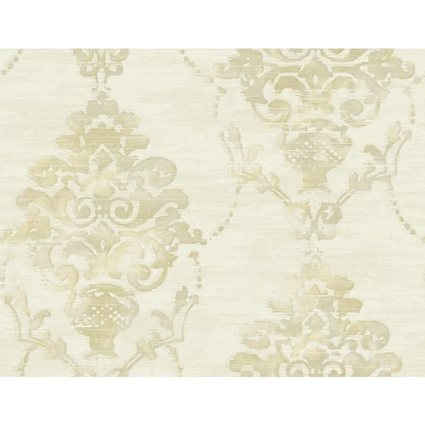 Seabrook Designs Damask Faux Texture Cream and Satin Ivory Paper Strippable Roll (Covers 60.75 sq. ft.)